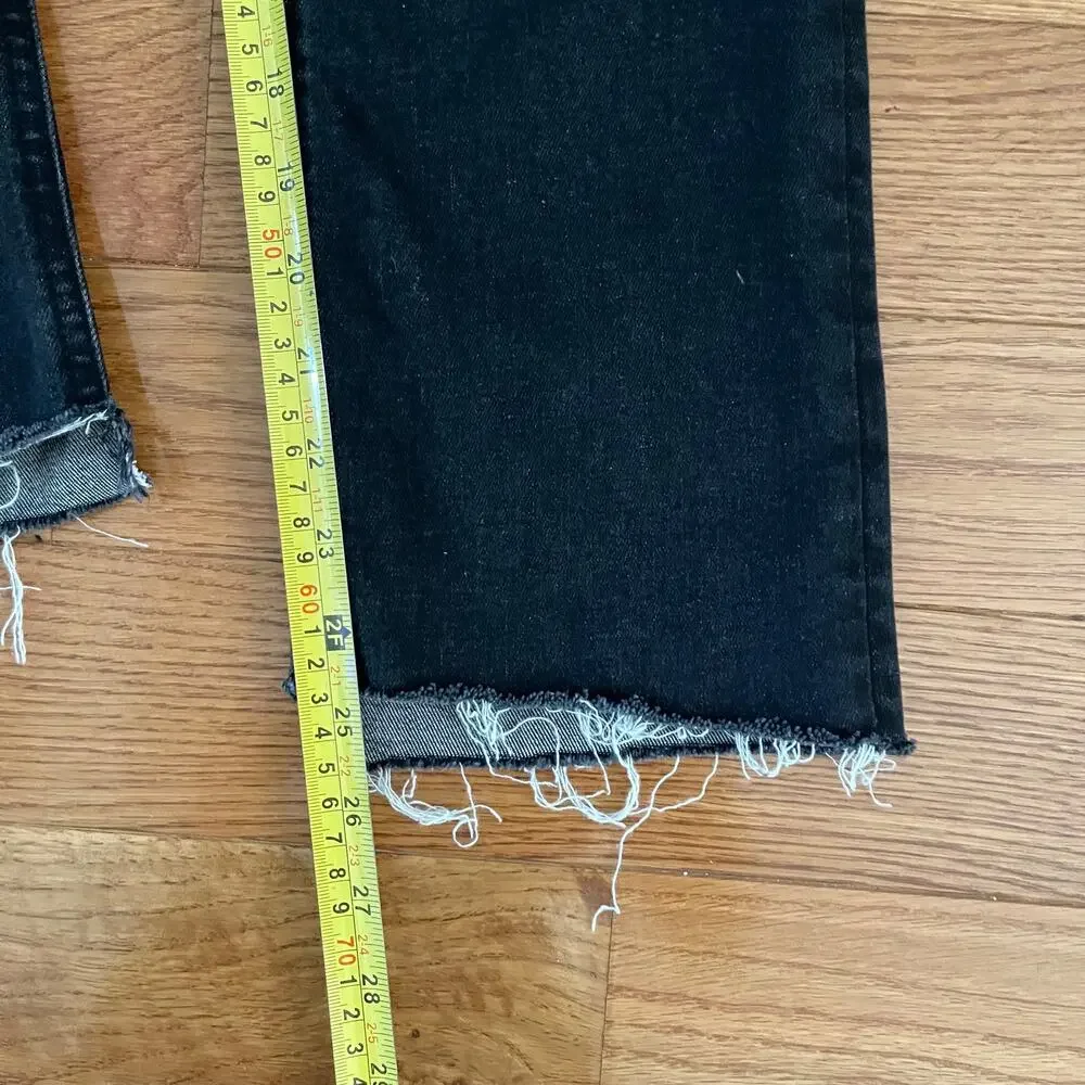 J. Crew Demi Boot Crop Jeans Womens 25 Faded Black Charcoal Raw Hem Kick Flare